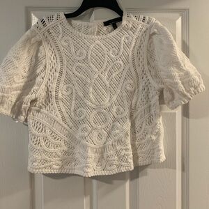 White House Black Market Cream Textured Blouse